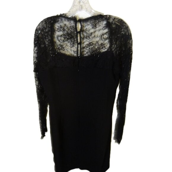 Chetta B. Evening Pre-loved Black Size 12 Long Lace Sleeve Polyester Blend Dress - Picture 12 of 13